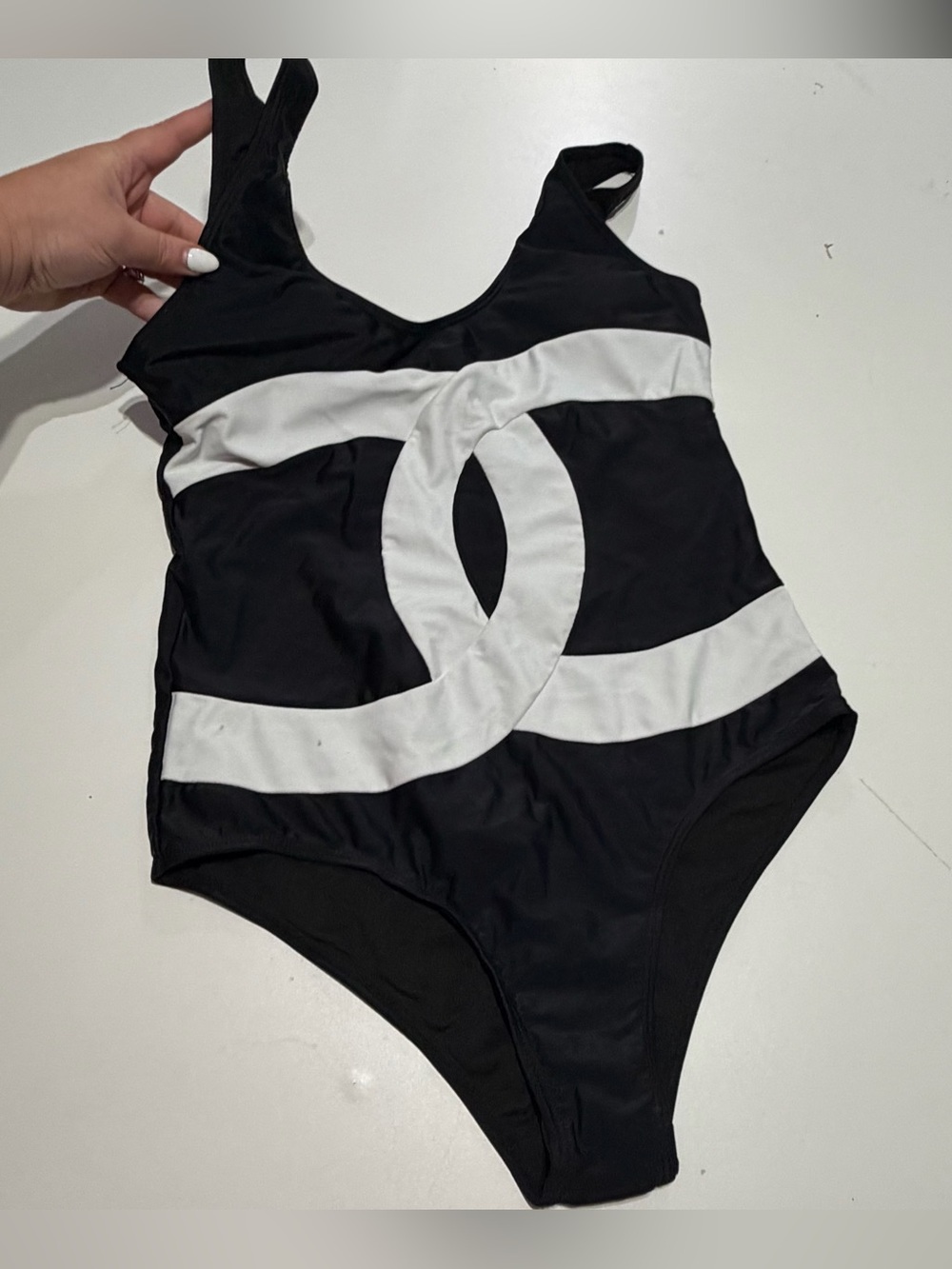 Black & White Chanel' One-Piece Swimsuit
